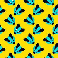 Badger head, seamless pattern on yellow background. vector