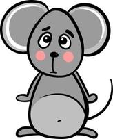 Sad grey mouse, illustration, vector on a white background.