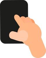 Scrolling on a phone with finger, illustration, vector on a white background.