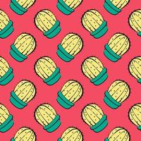 Yellow cactus,seamless pattern on red background. vector