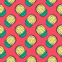 Yellow cactus,seamless pattern on red background. vector