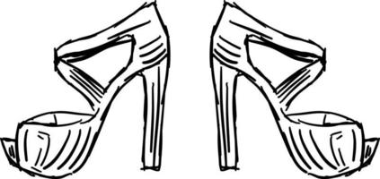 Zapatos abiertos boceto, ilustración, vector sobre fondo blanco.