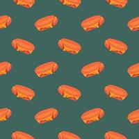 Ham and cheese ,seamless pattern on dark green background. vector