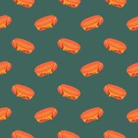 Ham and cheese ,seamless pattern on dark green background. vector