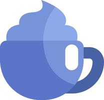 Blue coffee mug with whipped cream, illustration, vector on a white background.
