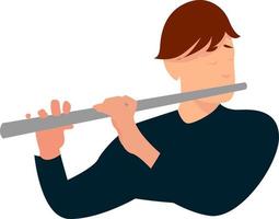 Flutist, illustration, vector on white background.