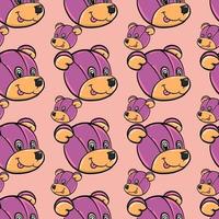 Violet bear pattern , illustration, vector on white background