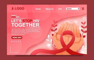 World Aids Day Service Landing Page Template vector