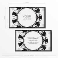 Vector Template for print design business cards of white color with black ornament. Preparing business cards with a place for your text and abstract patterns.