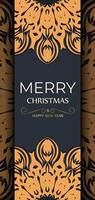 Merry Christmas Print ready gray card design with orange winter patterns. Vector template poster Happy new year and abstract ornament.