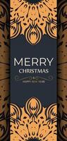 Merry Christmas Print ready gray card design with orange winter patterns. Vector template poster Happy new year and abstract ornament.