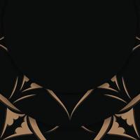 folleto de felicitación en negro con un patrón marrón antiguo para su marca. vector