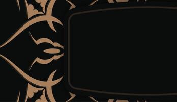 Black banner template with indian brown pattern and place for logo or text vector