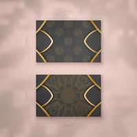 Business card template in black with luxurious gold pattern for your business. vector