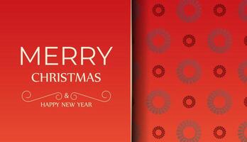 Merry Christmas and Happy New Year Red Color Greeting Flyer Template with Winter Burgundy Pattern vector