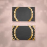 Presentable business card in black with abstract gold ornaments for your business. vector