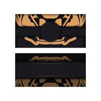 Dark color flyer with orange greek pattern vector
