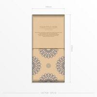 Beige color card design with mandala patterns. Vector invitation card with place for your text and abstract ornament.