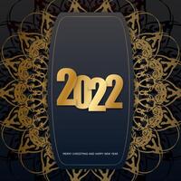 2022 brochure merry christmas and happy new year black color with abstract gold ornament vector