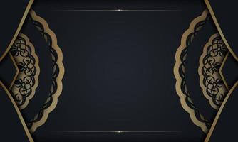 Baner of black color with a mandala with a gold ornament and a place for your text vector