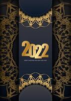 Happy new year 2020 with gold ornament on dark background vector