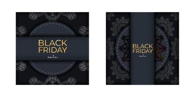 Poster Black friday dark blue with luxurious pattern vector