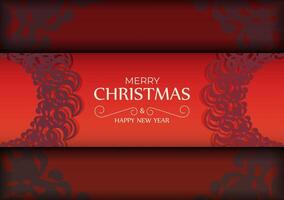 Red Color Happy New Year Flyer Template with Abstract Burgundy Pattern vector