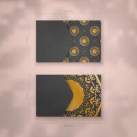 Business card template in black color with luxury gold pattern for your business. vector