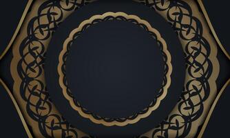 Baner of black color with a mandala with a gold ornament and a place for your text vector