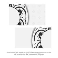 White color business card template with black vintage pattern vector