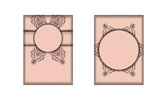 una postal rosa con adornos griegos preparada para tipografía. vector