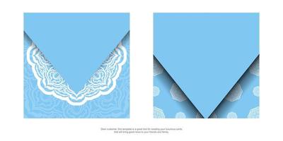 Template Congratulatory Brochure in blue color with a luxurious white ornament for your congratulations. vector