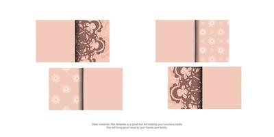 Greeting card in pink color with a luxurious pattern is ready for printing. vector