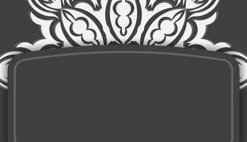 Black banner with Indian white pattern for design under your text vector