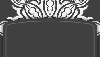 Black banner with Indian white pattern for design under your text vector