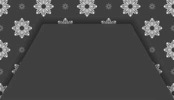 Black banner with Indian white ornaments and place for your text vector