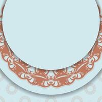 Leaflet in aquamarine color with luxurious coral pattern is ready for print. vector