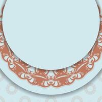 Leaflet in aquamarine color with luxurious coral pattern is ready for print. vector