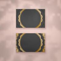 Business card template in black with luxurious gold ornaments for your business. vector