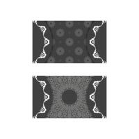 Business card in black with luxurious white ornaments for your contacts. vector