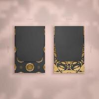 A presentable business card in black with a vintage gold pattern for your contacts. vector