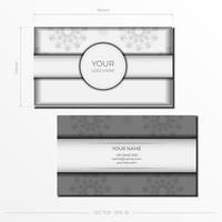 Print-ready white business card design with black patterns. Vector Business card template with place for your text and abstract ornament.