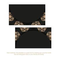 Business card template in black with light brown vintage ornament vector