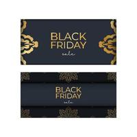 Advertising Template For Black Friday In Dark Blue With Luxurious Gold Pattern vector