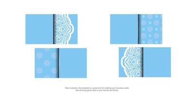 A blue business card with a luxurious white ornament for your contacts. vector