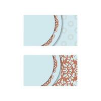 Business card in aquamarine color with luxurious coral pattern for your business. vector