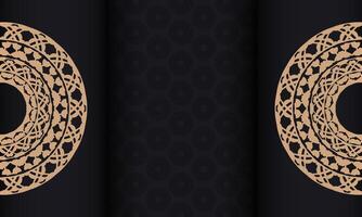 Baner in black with a luxurious brown pattern and a place for your text vector