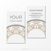 White business card with an ornament. Print-ready business card design with space for your text and abstract patterns. vector