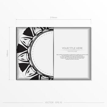 A black and white business card with a circular design vector