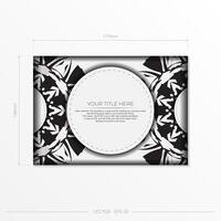 A black and white business card with a circular pattern vector